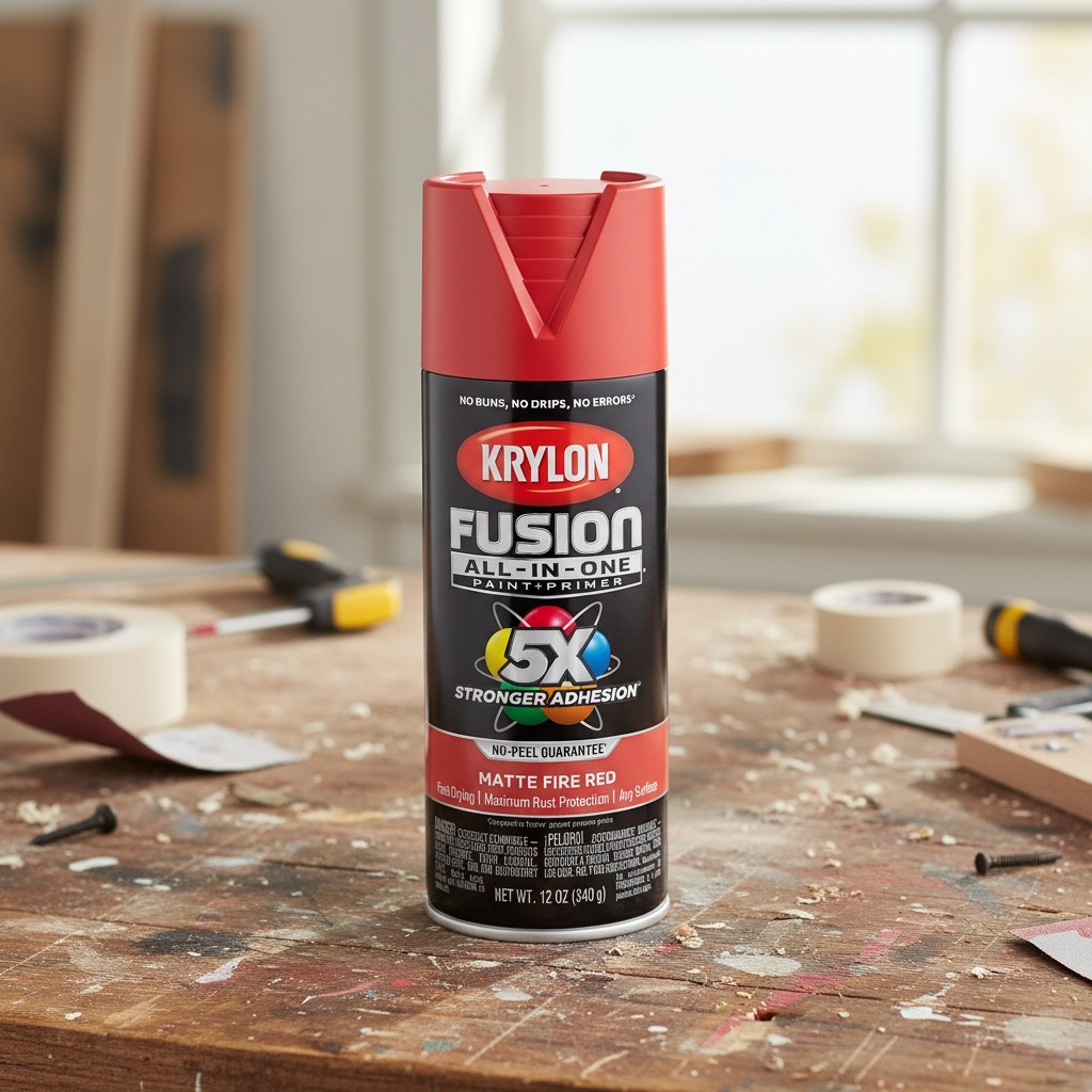 Fusion All-In-One Adhesive Spray Paint 12 oz - Vibrant Fire Red for All Surfaces