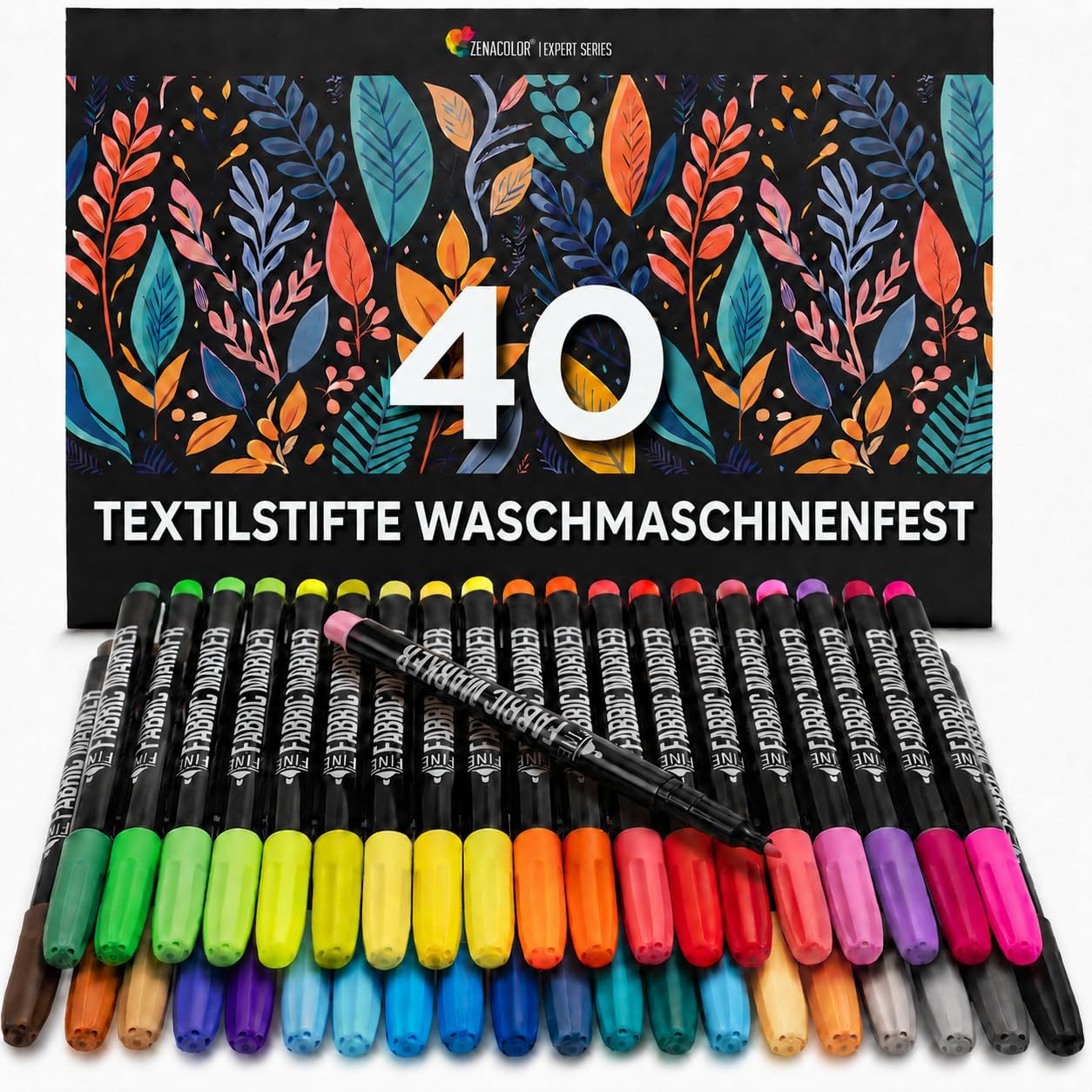 40 Textilstifte Waschmaschinenfest - Textilfarbe Waschmaschinenfest - Ungiftig,