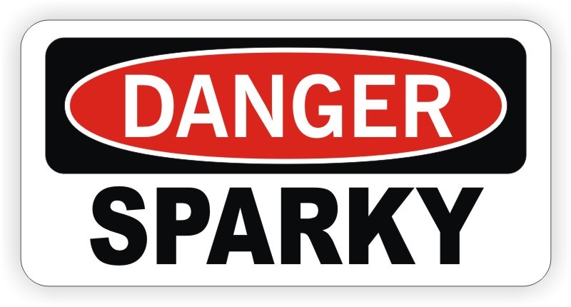 Funny SPARKY 1x2 Hard Hat Sticker | Motorcycle Helmet Decal | Welder Electrician