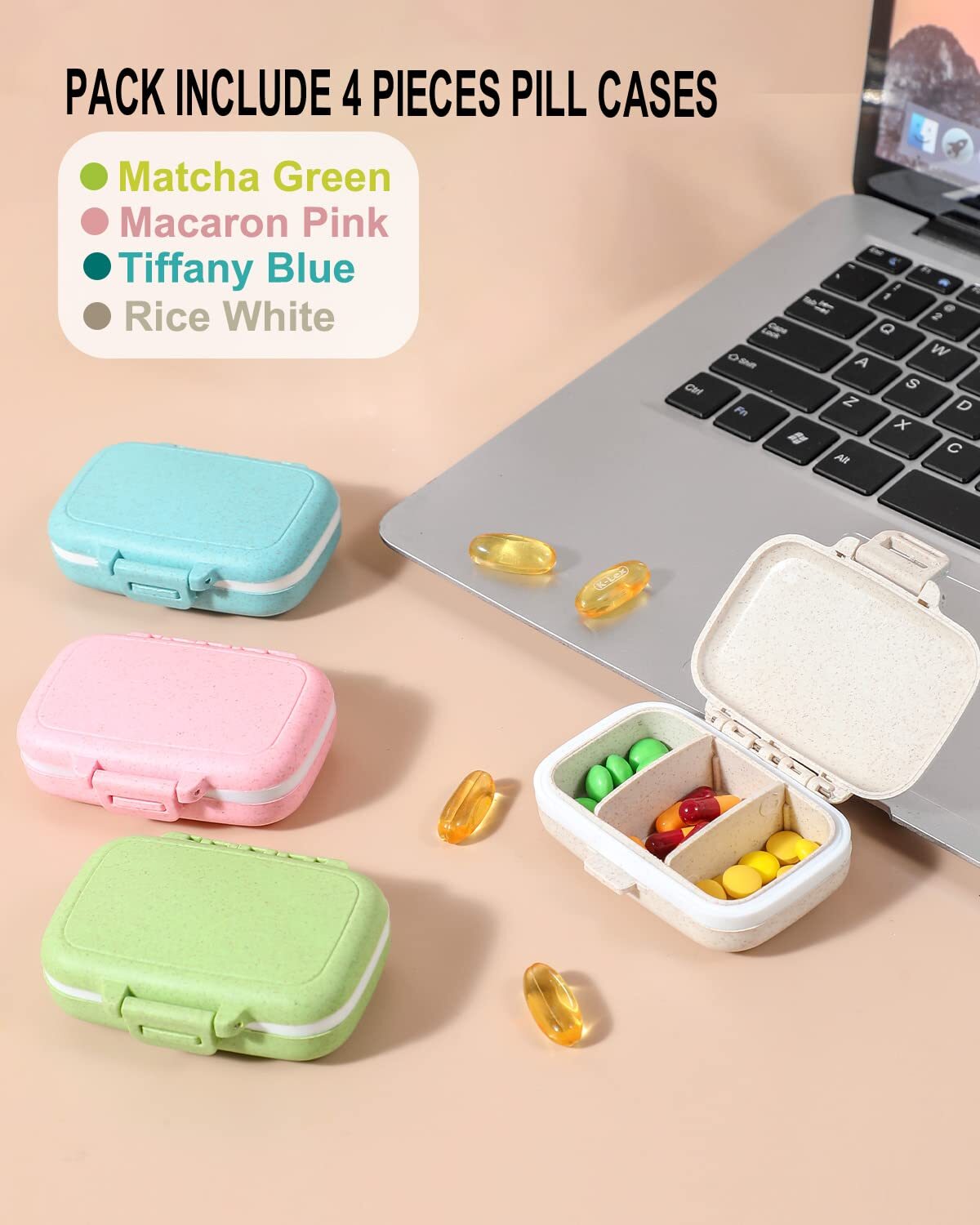 4 Pc Pill Case 3 Removable Compartments Pill Box Bpafreeday Pill Organizer/3 Tim