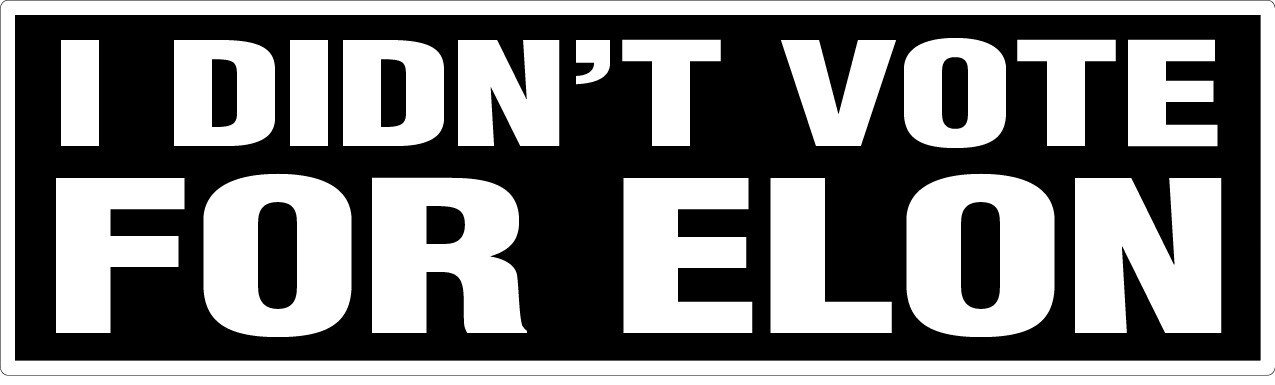 I Didn't Vote For Elon (MUSK) - Printed Decal / Sticker