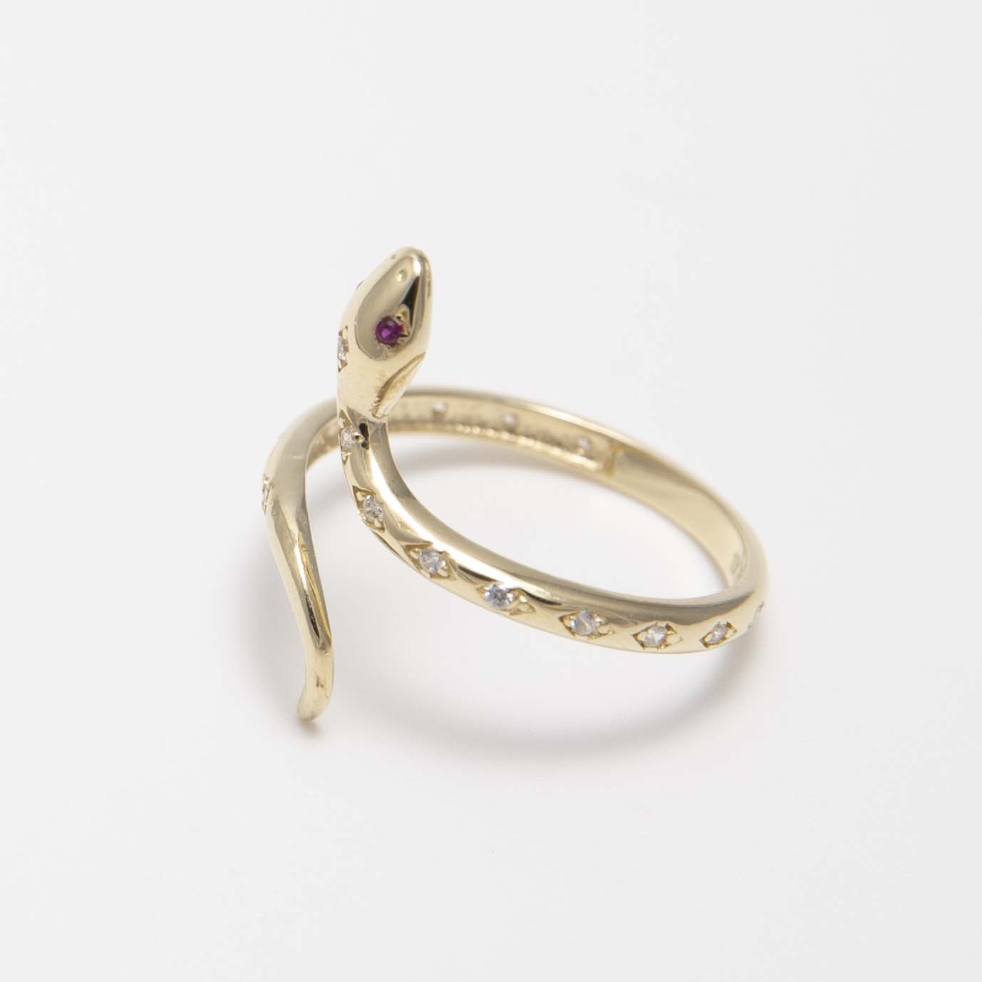 Shiny Snake Ring Solid Real 10K Yellow Gold