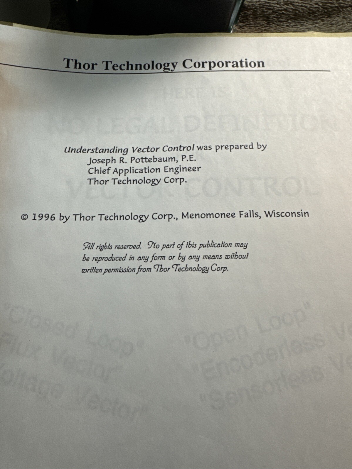 Thor Drives Service manual 7000/8000L, AC Vector Control. Technical Instructions