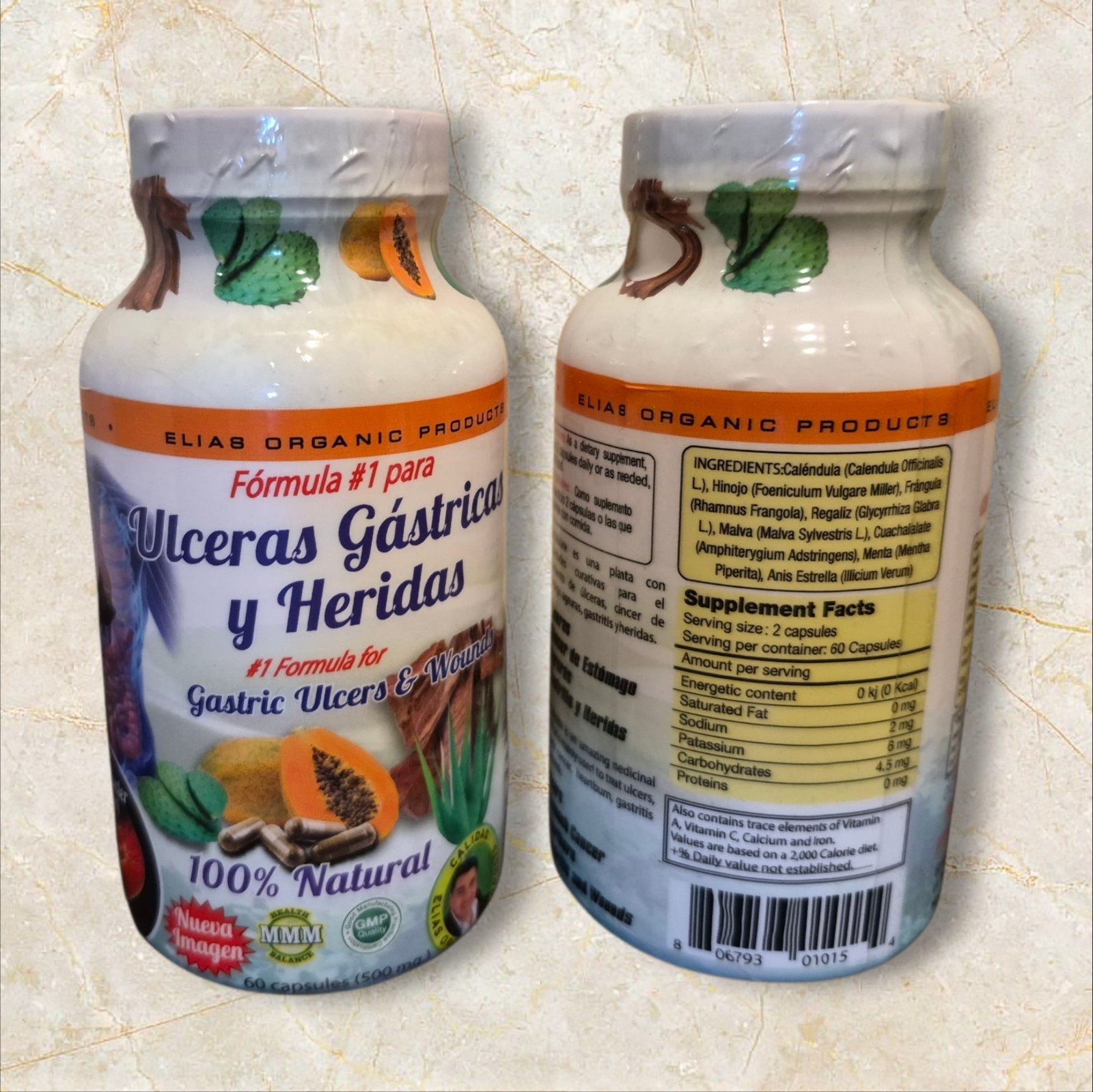 ULCERAS GASTRICAS Y HERIDAS NATURAL 60 CAPSULAS GASTRIC ULCERS 500MG