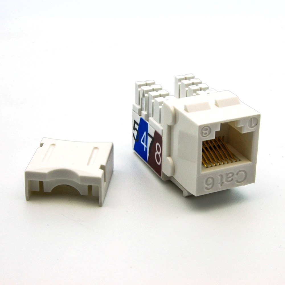 Cat6 RJ45 Network LAN Ethernet Keystone Jack 110 Punch Down Snap-In 8P8C White
