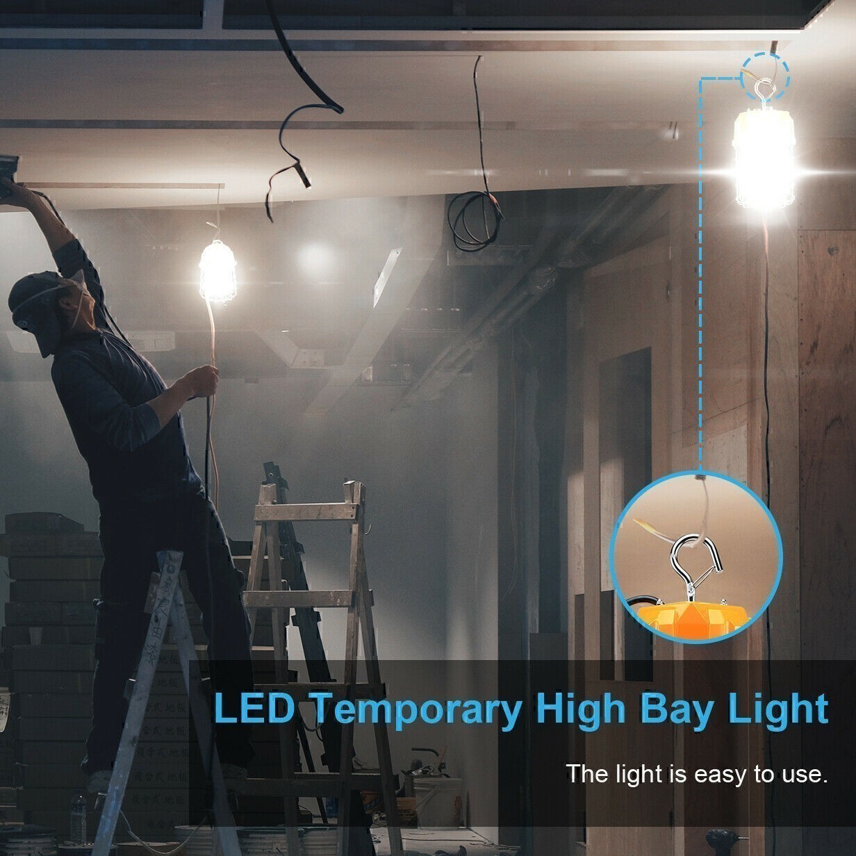 100W LED Temporary Work Lights Construction Lighting High Bay Workshop Jobsite