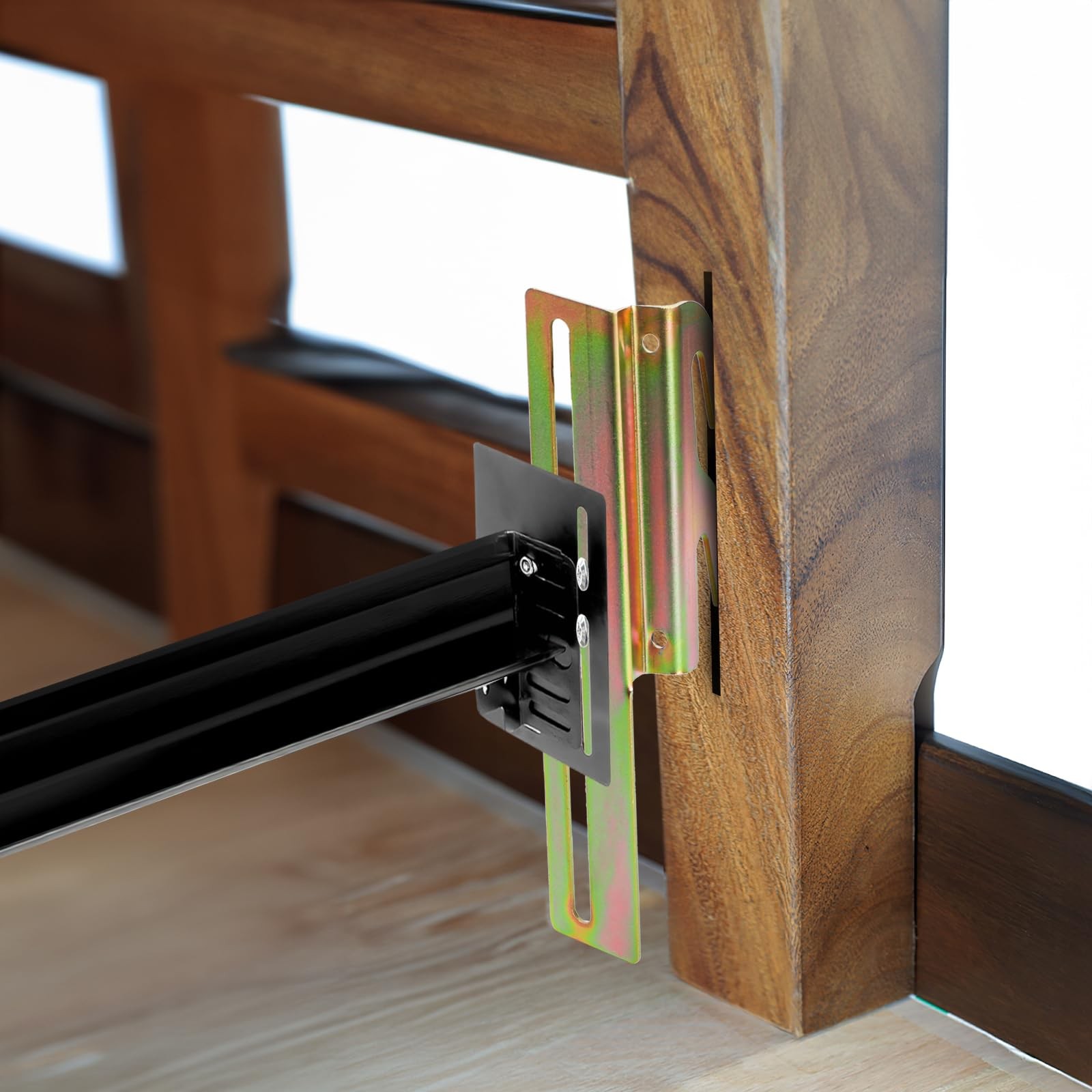 Set of 4 Bed Frame Conversion Brackets, Bolt On to Hook On Headboard Adapter ...