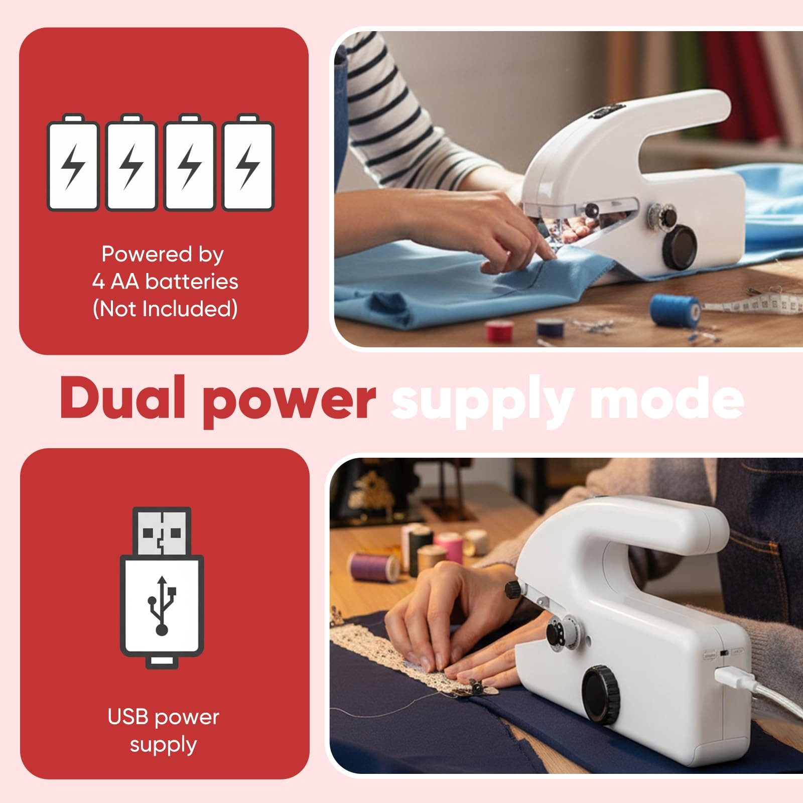 Portable Handheld Sewing Machine for Beginners – Mini Stitching Tool 1, White