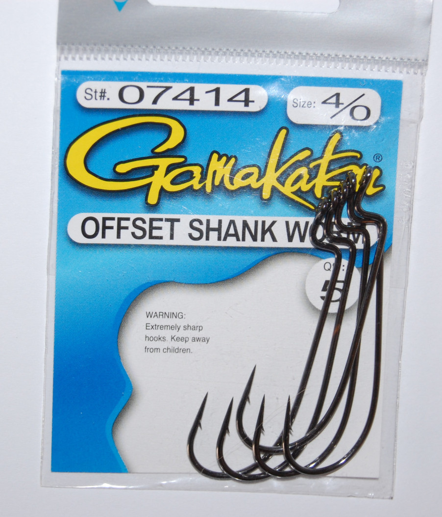 gamakatsu offset shank worm lizard hook 4/0 size 07414 5 hooks per pack