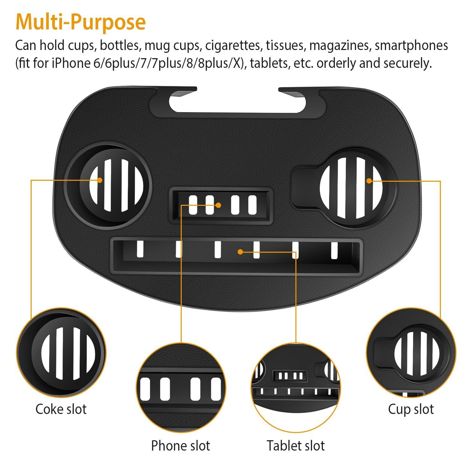 Zero Gravity Chair Cup Holder Clip On Side Tray w/Beverage Can Mobile Devices