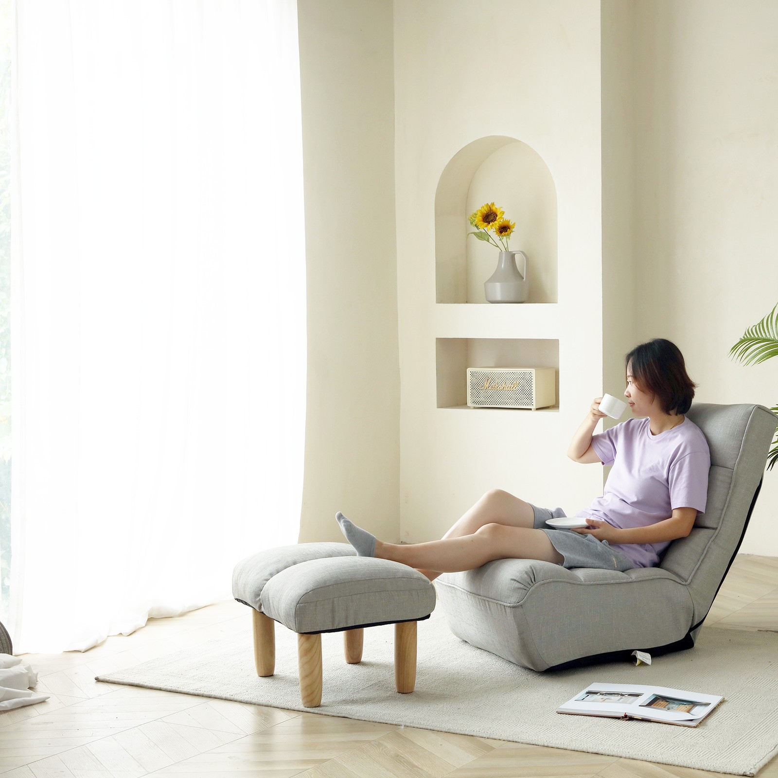 Lazy sofa balcony leisure chair bedroom sofa chair foldable reclining chair lei