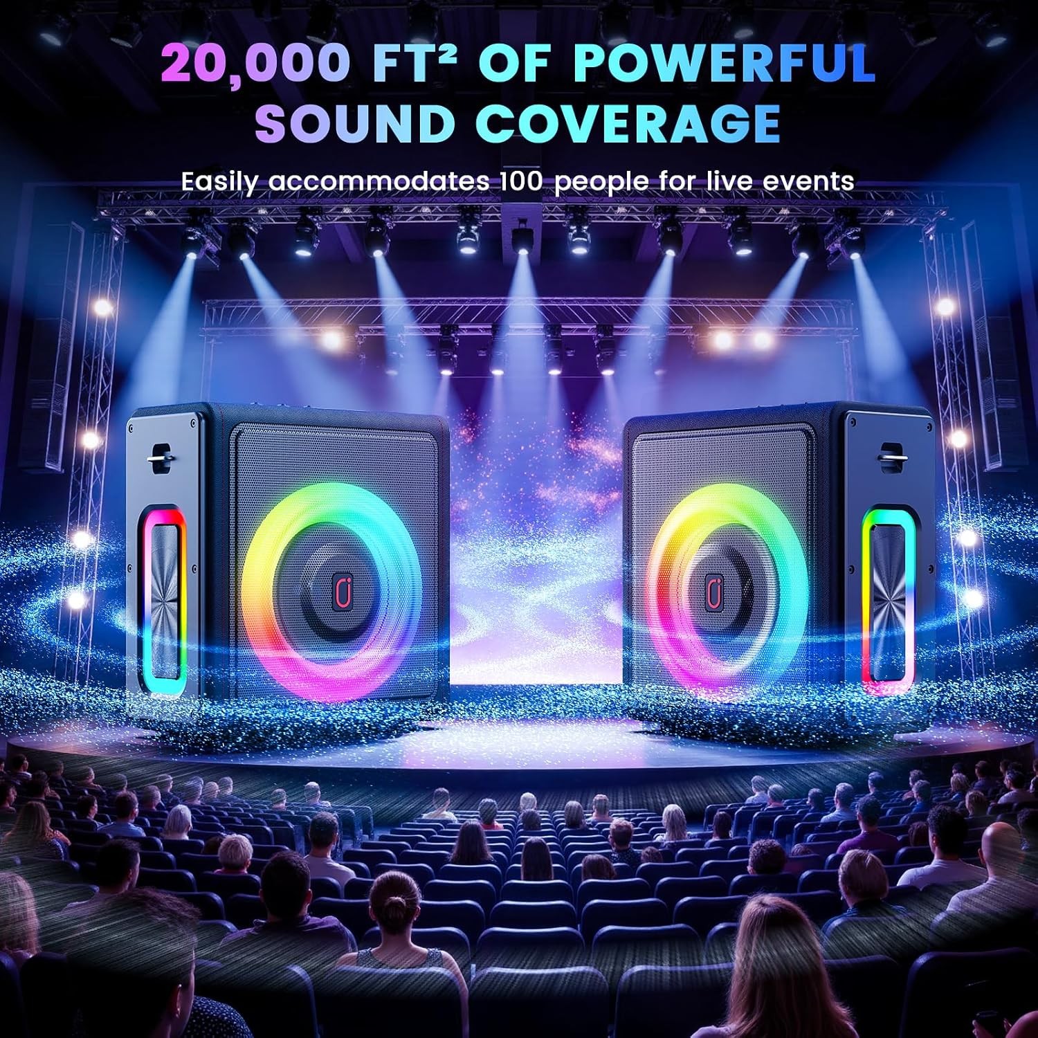 Portable Bluetooth Karaoke Speaker with 2 Wireless Microphones and Speaker