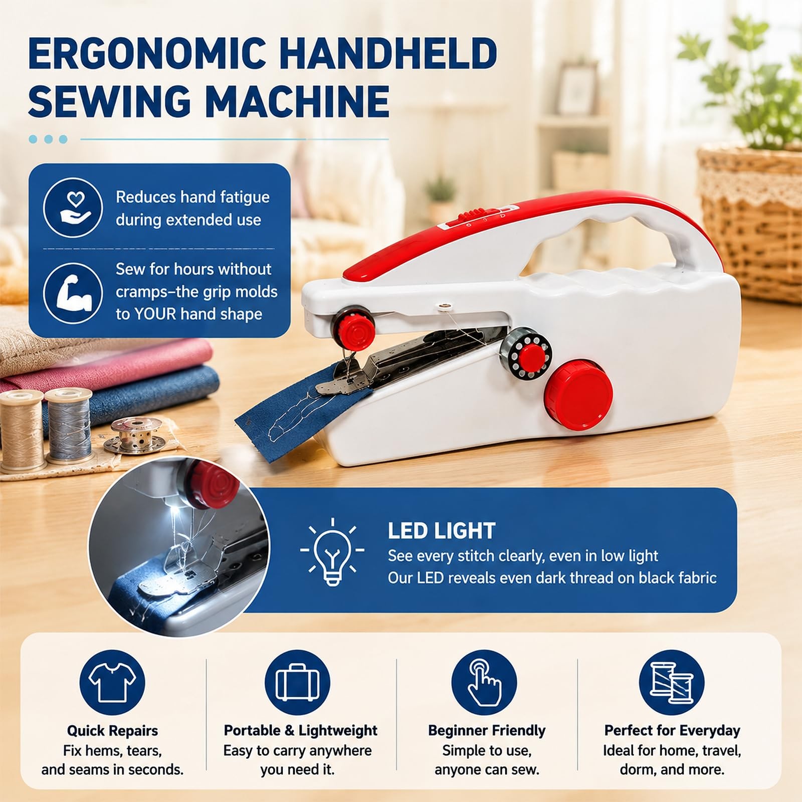 Portable Handheld Sewing Machine, Mini Sewing Machine for Beginners