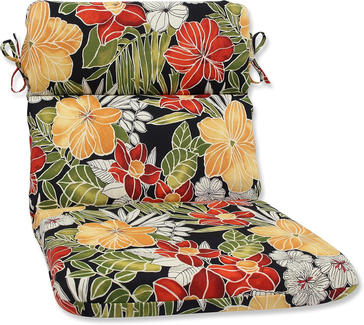 Tropic Floral Indoor/Outdoor 1 Piece Split Back round Corner Chair Seat Cushion