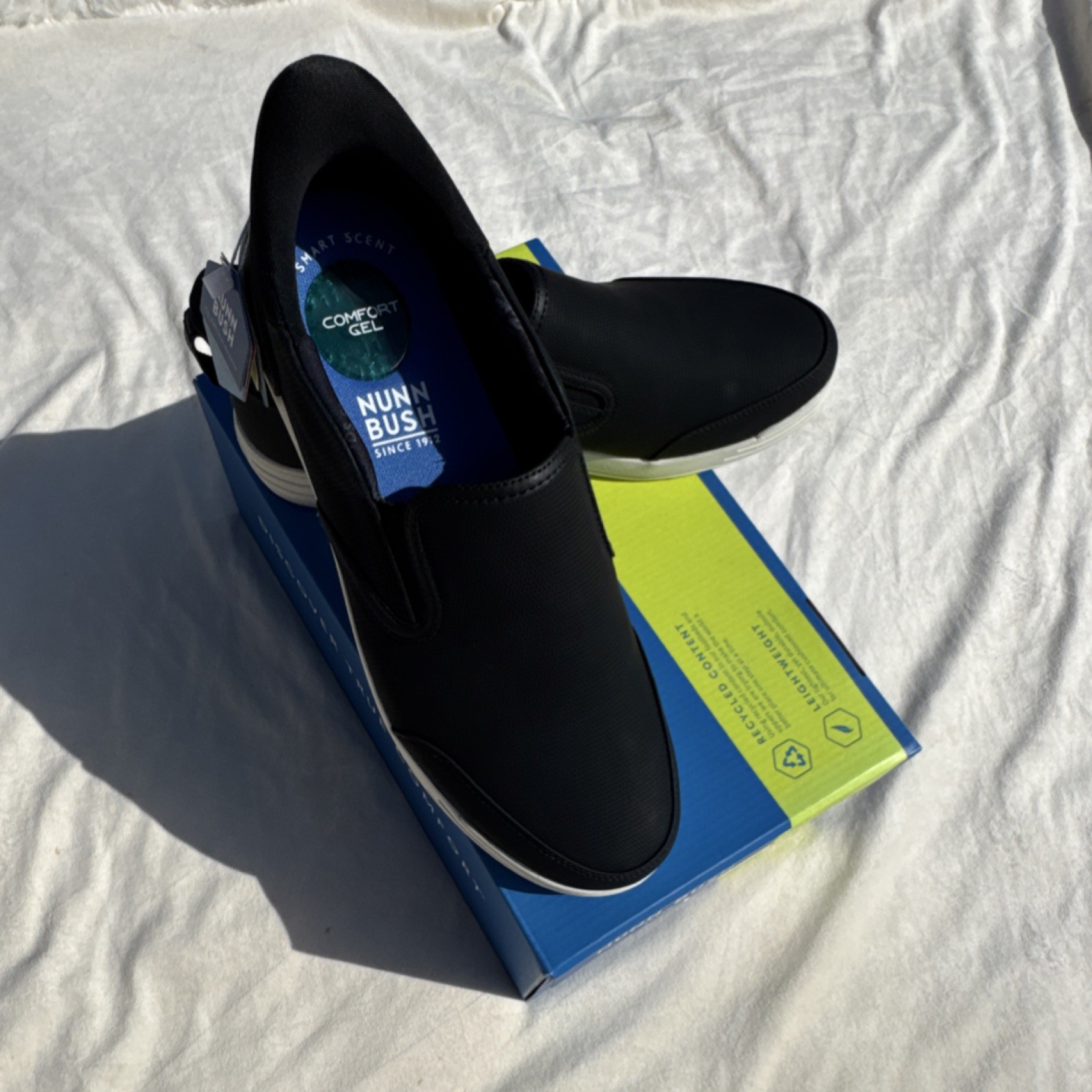 Nunn Bush Kore City Walk Men's Black Slip-On Lightweight Comfort Casual Shoes 10