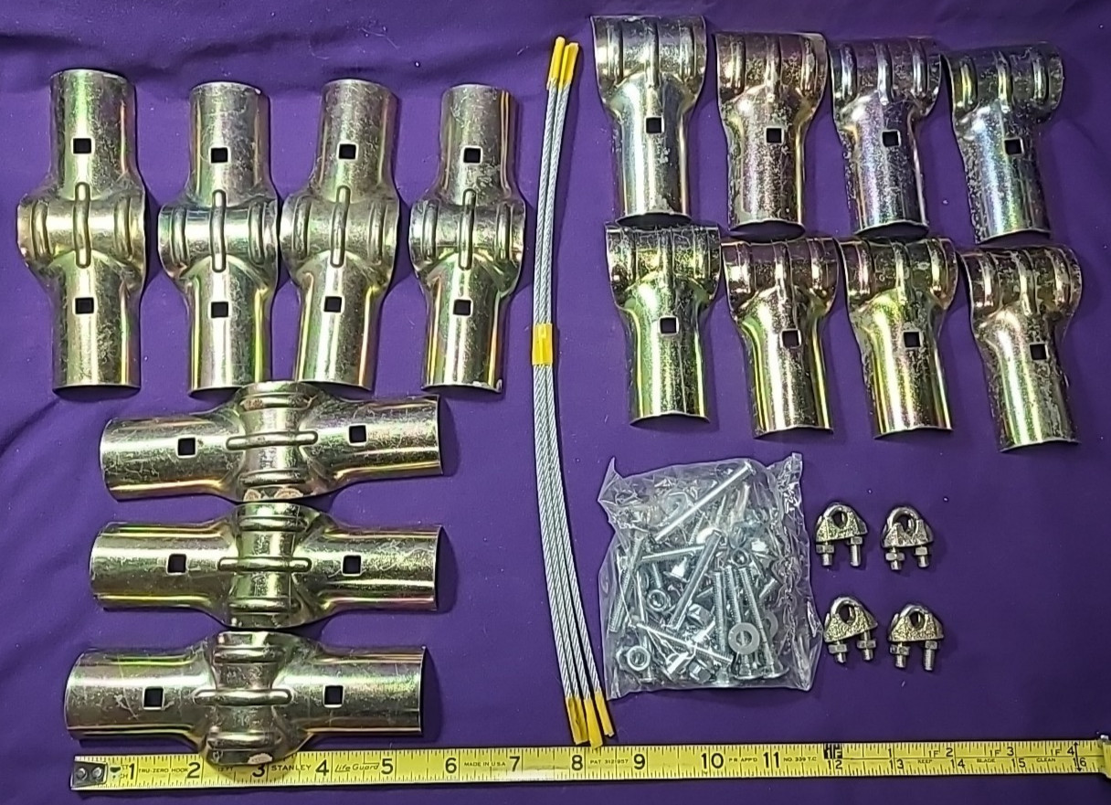 Chain Link Fence Line Rail / Boulevard Brace And T-clamps, Bolts, Etc New