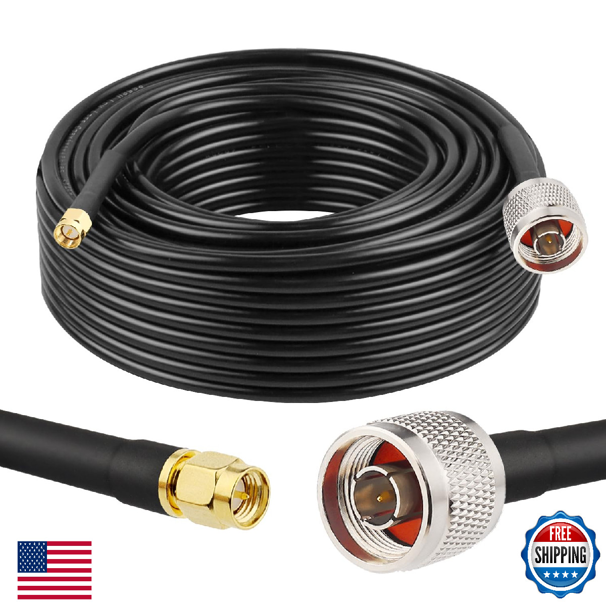 MOOKEER RG58 N-Male to SMA-Male Cable - 75FT Low Loss 50 Ohm for 3G/4G/LTE