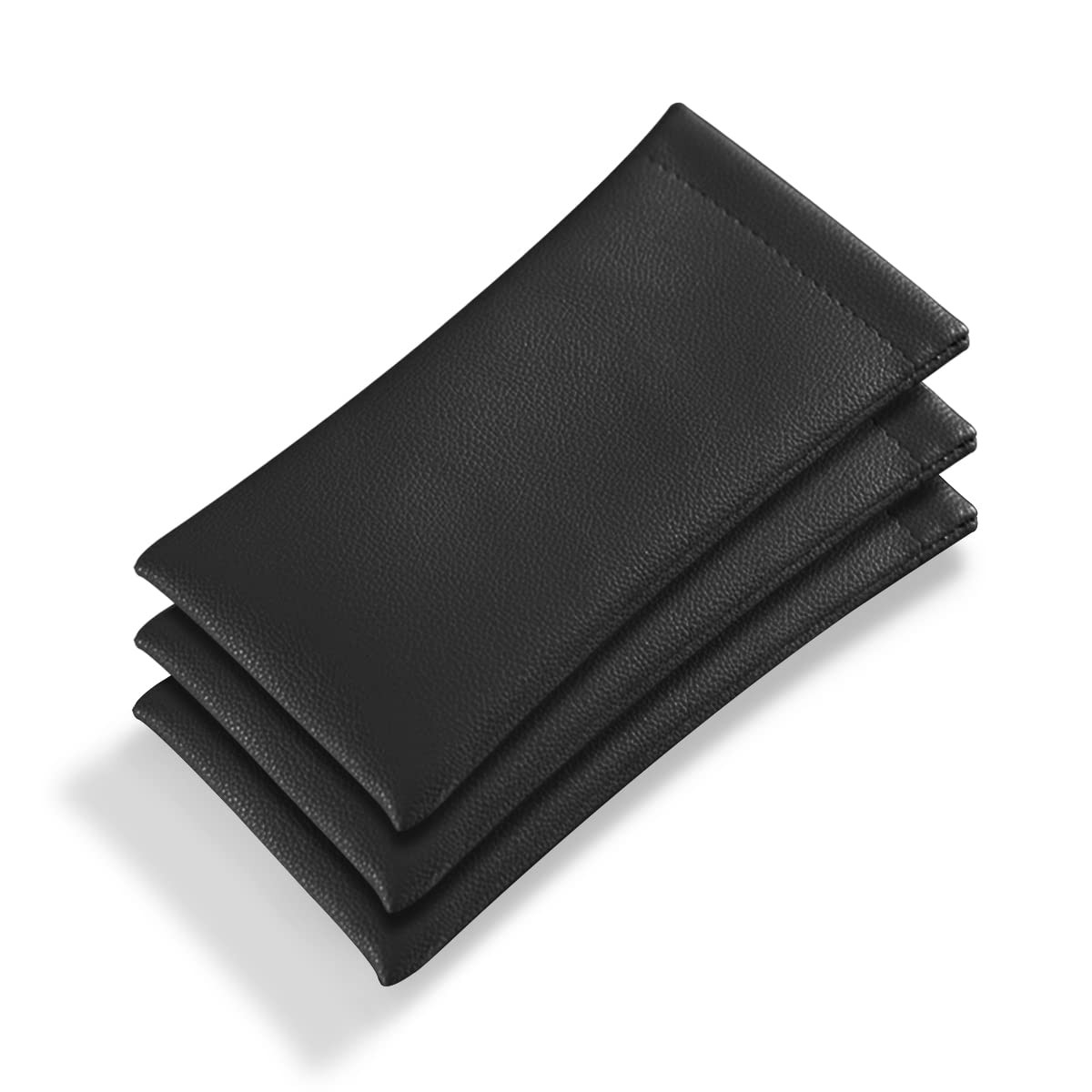 SteelFever Pack of 3 Leather Soft Eyeglass Case Pouch Squeeze One Size, Black