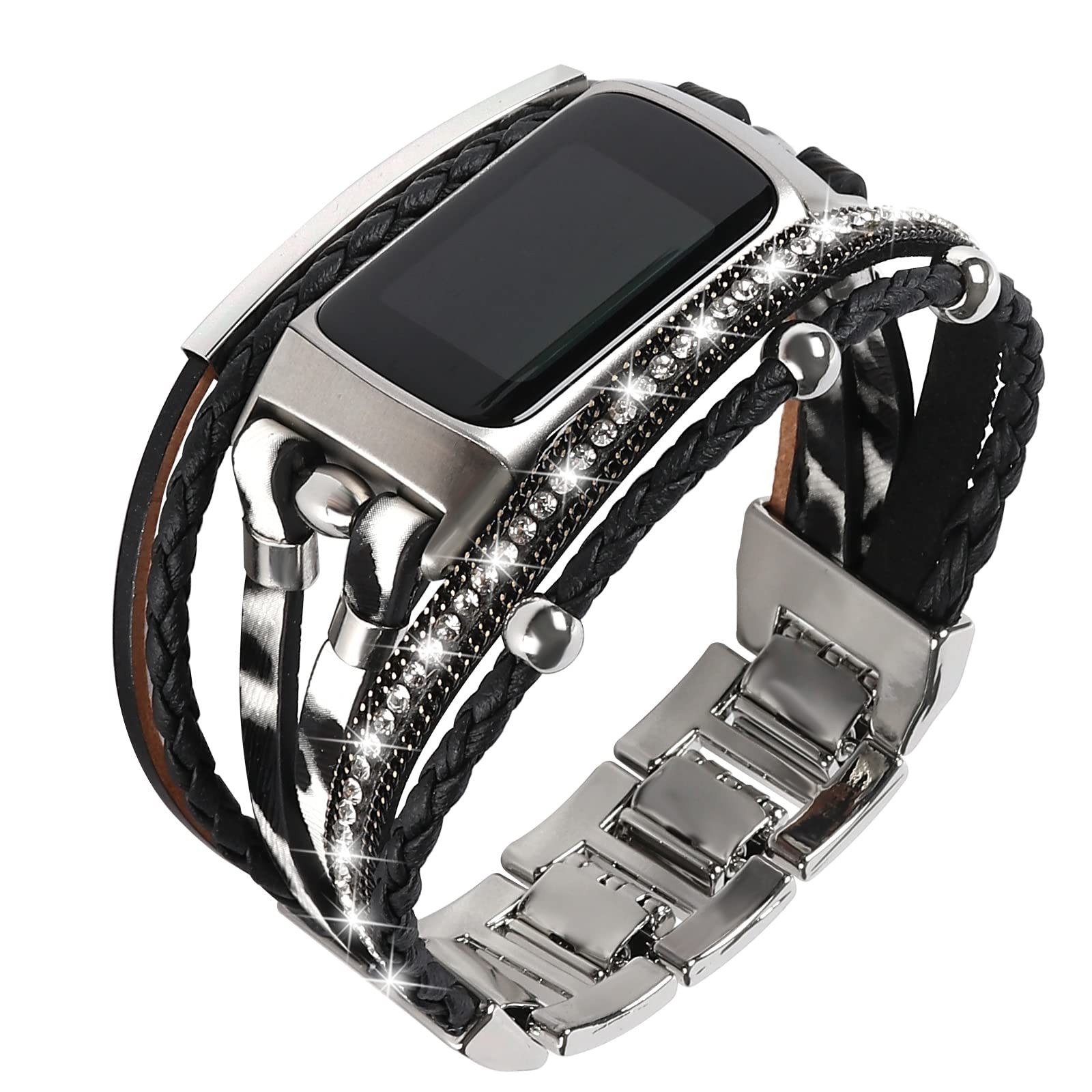 Leather Bands Compatible with Fitbit Charge 6/Charge 5 Bands for Women, Boho ...