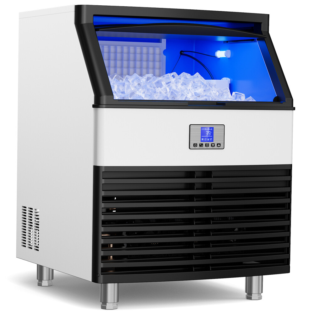 Commercial Ice Maker 320lbs/H Industrial Ice Cube Machine with 110lb Storage Bin