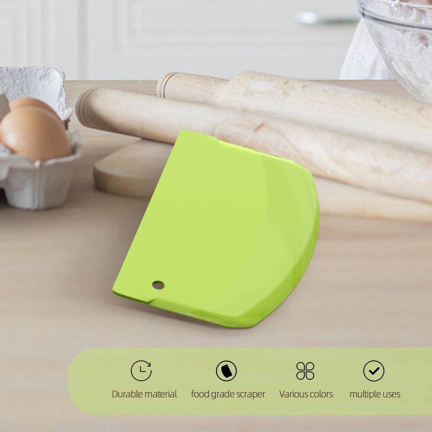 Hard Bench Scraper Dough Scraper for Baking, 4 PCs BPA Free PP Plastic Flexible