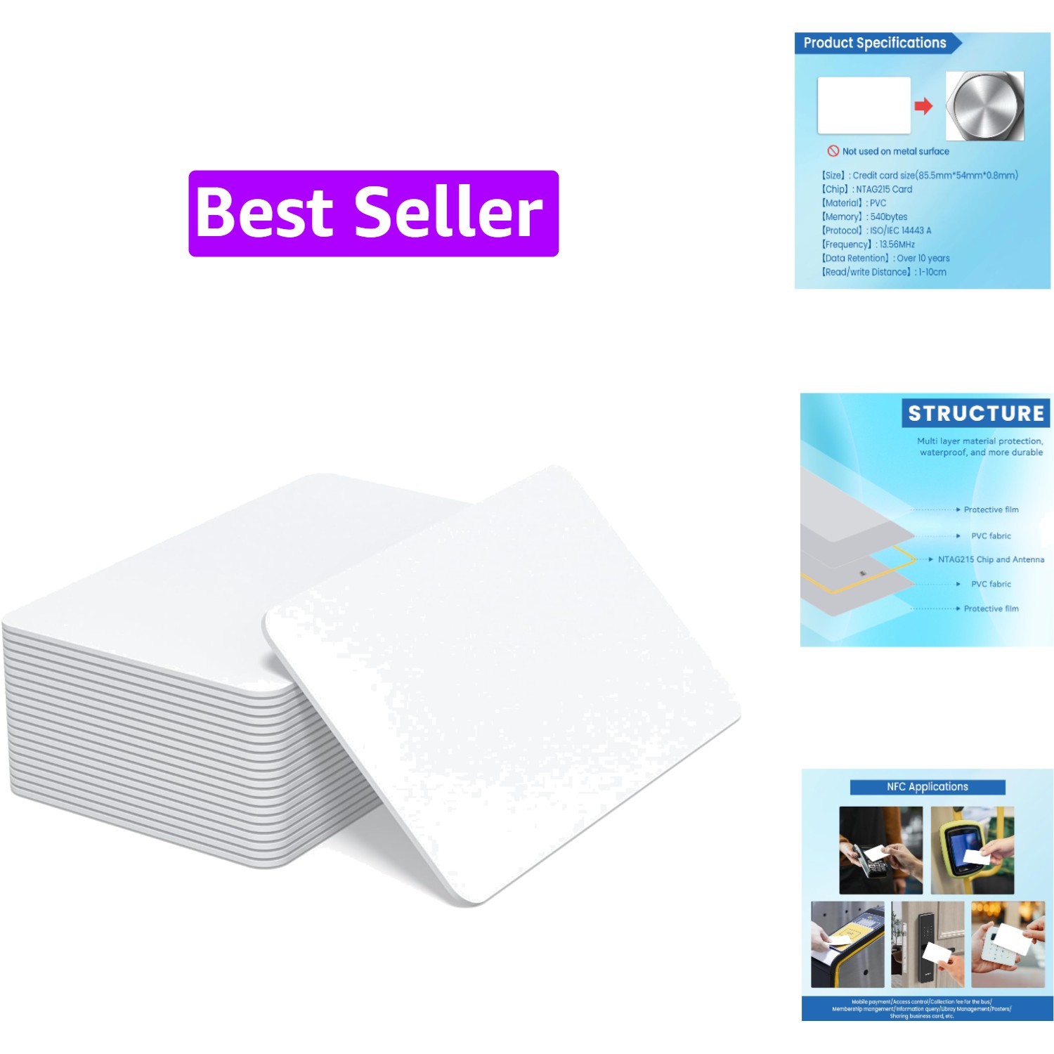 25pcs NFC Card NTAG215 NFC Tags Printable NFC 215 Cards White NFC Key Tags | ...