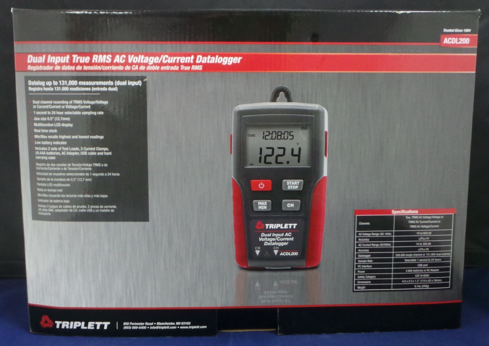TRIPLETT ACDL200 Dual TRMS Voltage and Current Datalogger 783AR5