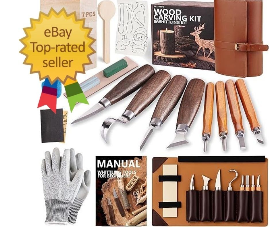 Wood Carving Kit Whittling Kit: Deluxe Tools Set with Leather...