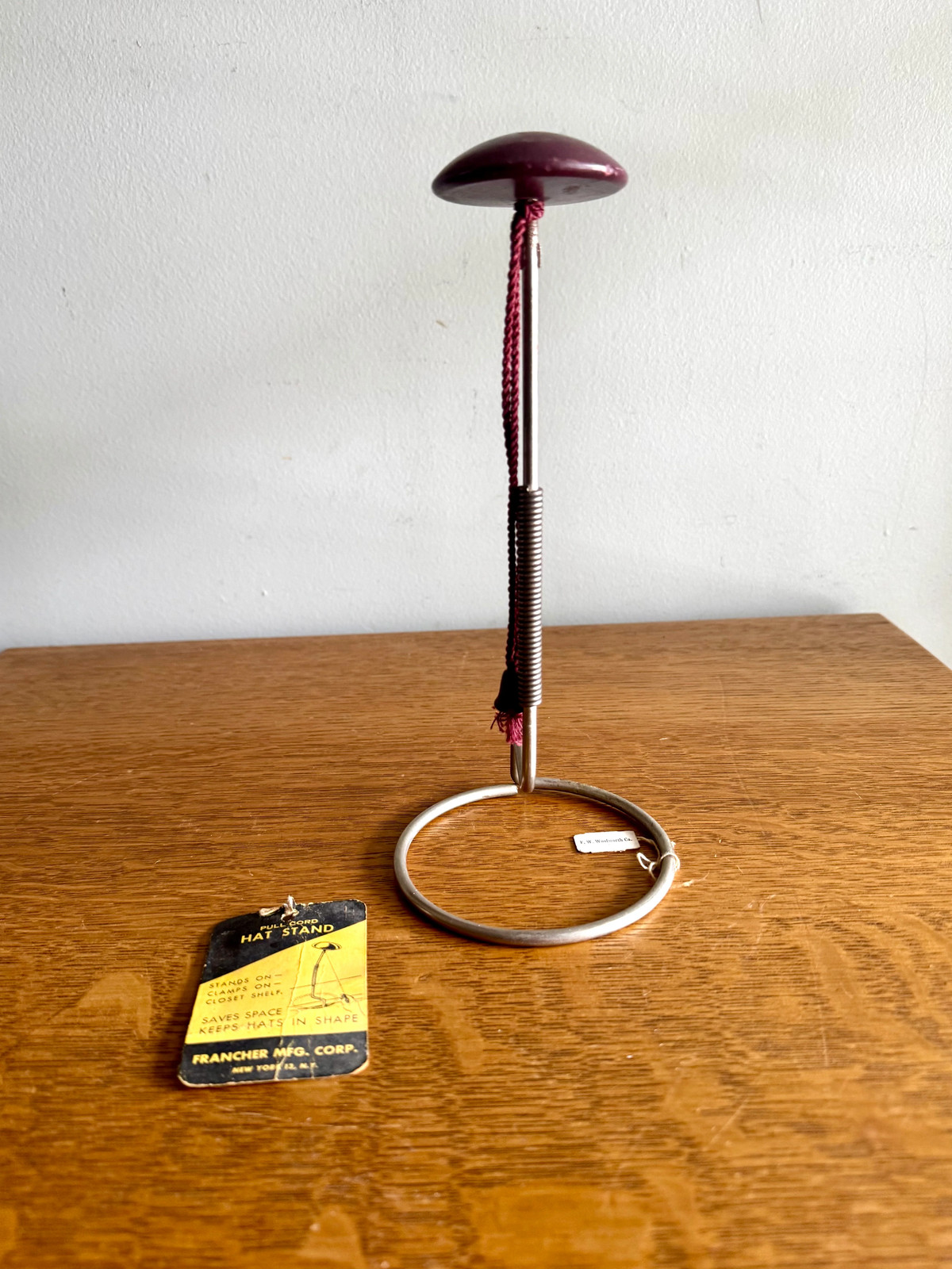 Vintage Francher MFG Display Hat Stand | Pull Cord Hat Stand