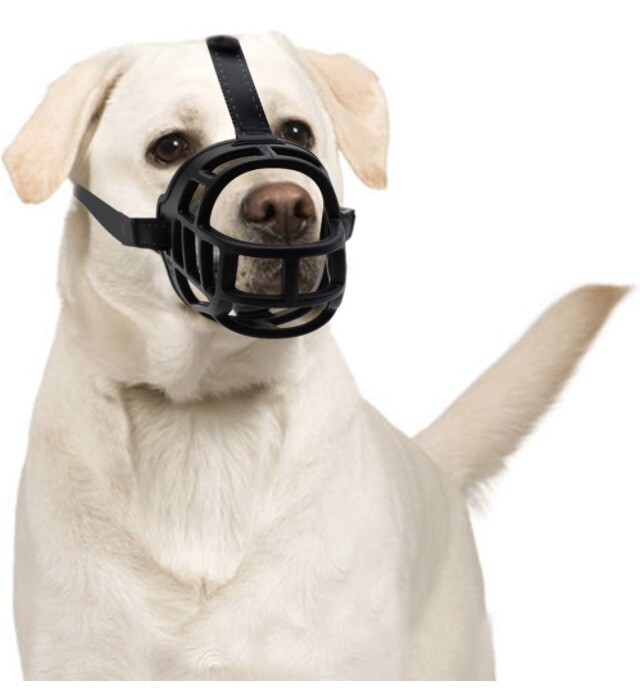 PetIsay Dog Muzzle, Soft Breathable Basket Silicone Muzzles for Dog Black Medium