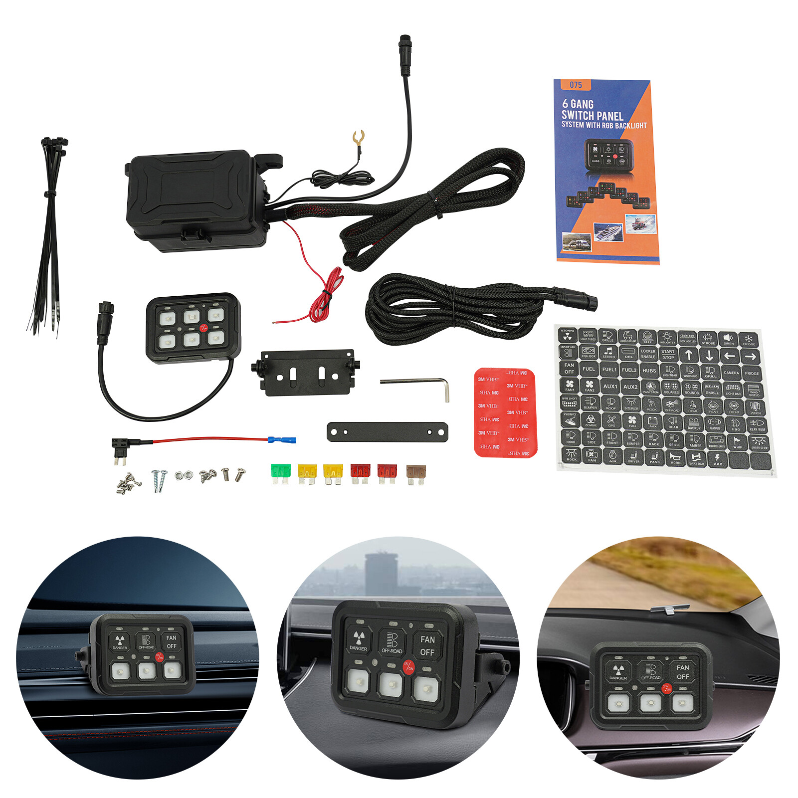 6 Gang Switch Panel for Yacht/RV Switch Panel 6 Gang Switch Panel DC12V～24V