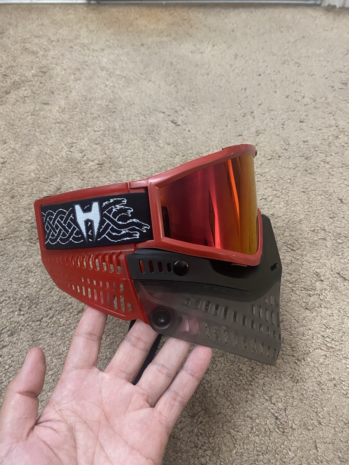Jt Proflex Mask Smoke Bottoms Red Thins, Red Lens Hydra Strap New Paintball