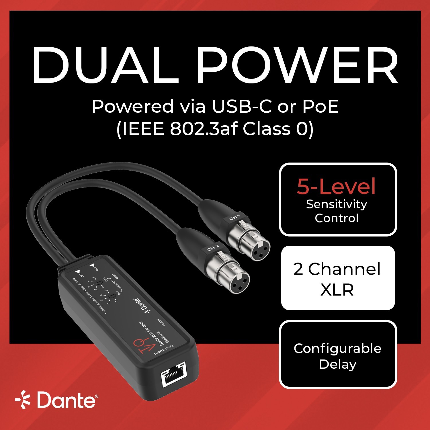 ToVi Dante® XLR Encoder (DXA-XLR-TX)