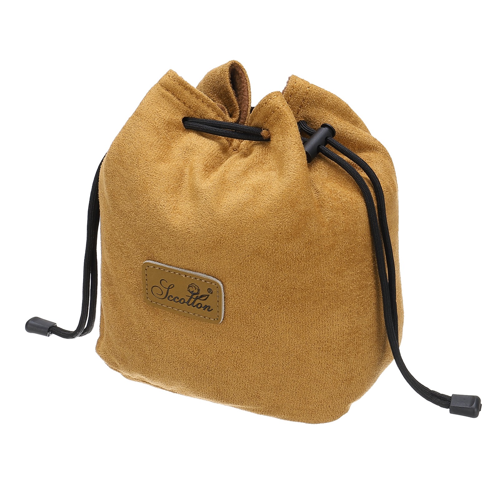 Soft Camera Pouch, L Size Flannel Camera Lens Case, Khaki