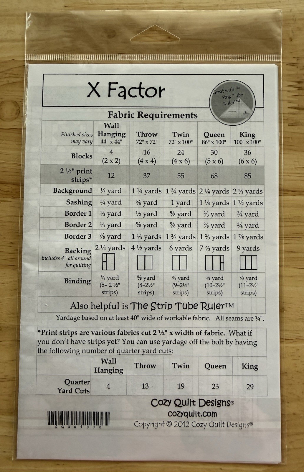 Quilt Pattern by Cozy Quilt Designs X Factor ~ A 2.5” Strip Club Pattern