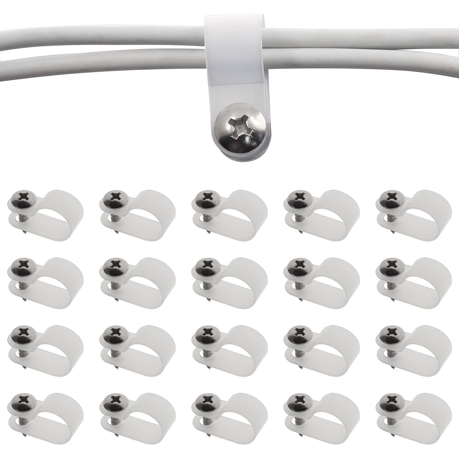Bonsicoky 50Pcs 1/2 Inch Rope Light P-Style Clips with Screws, Cable