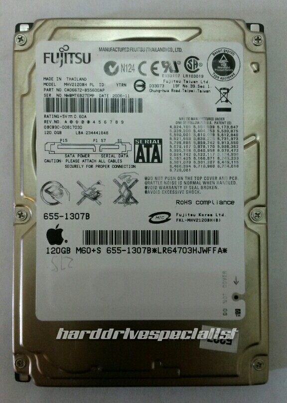 Fujitsu MHV2120BH 120GB SATA Laptop Drive P/N:CA06672-B55600AP F/W:00817030