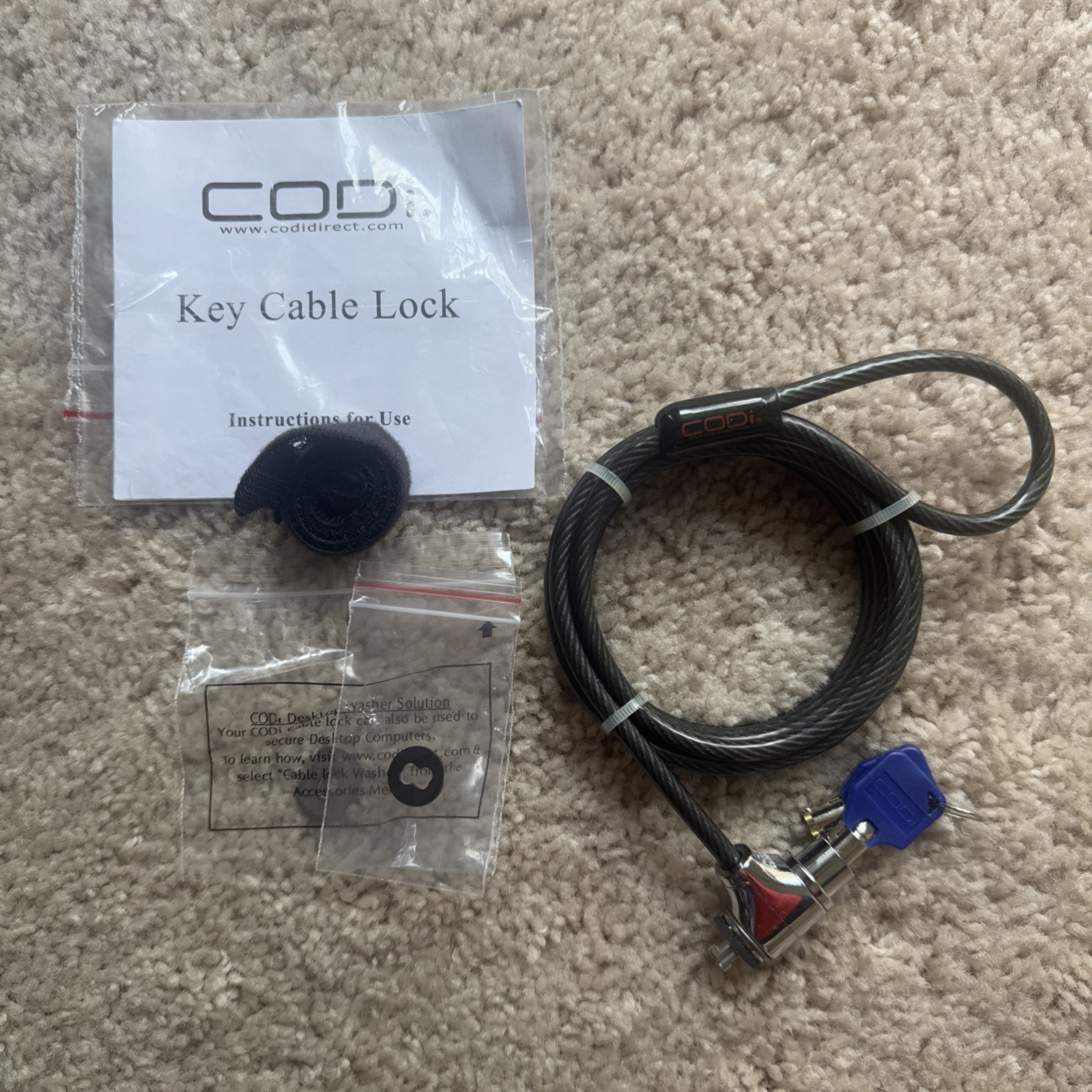 NEW CODi Key Cable Lock - for Laptop / Notebook - Black [NEW]