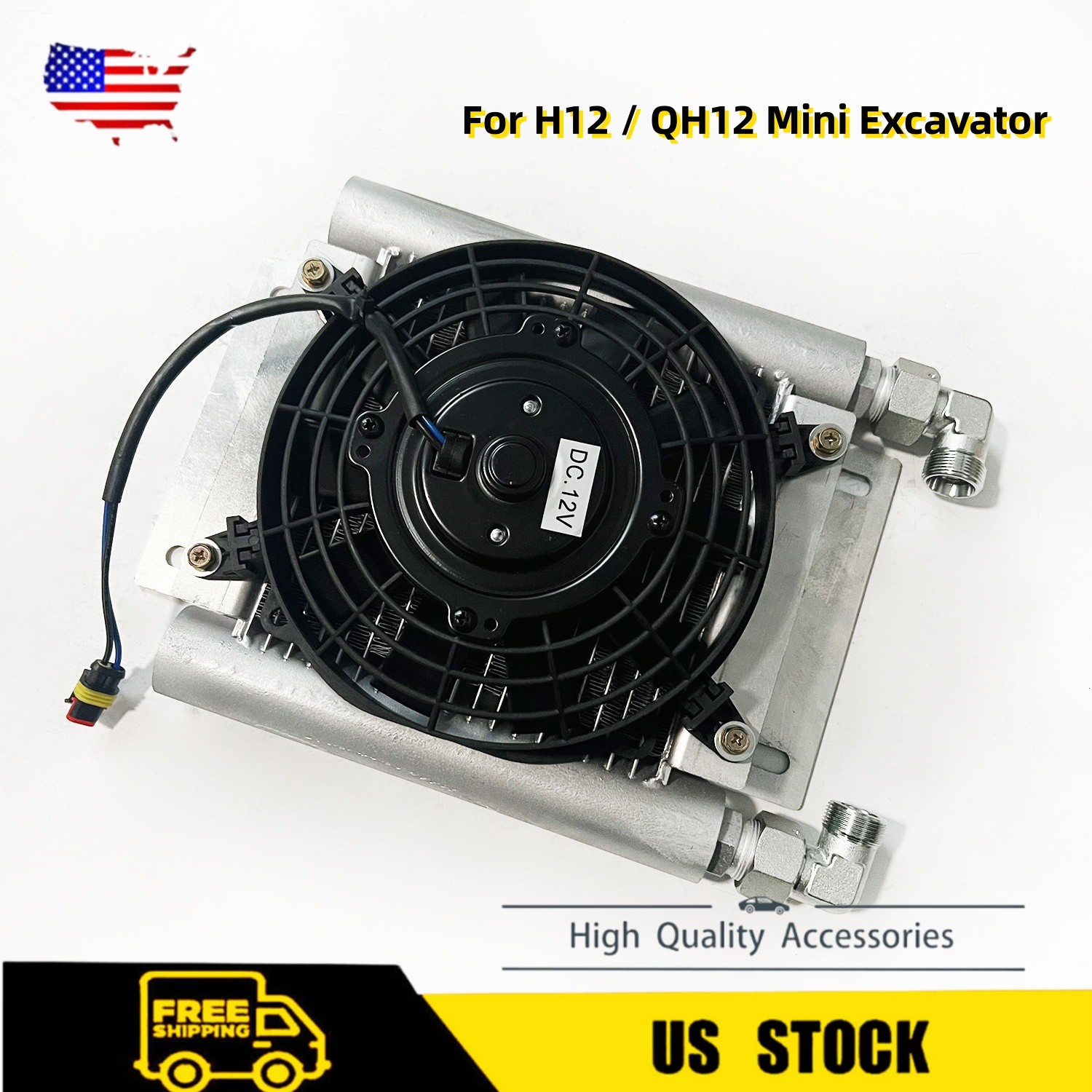 For H12/QH12Mini Excavator Attachment AGT Radiator Plus Hydraulic Oil Cooler Fan