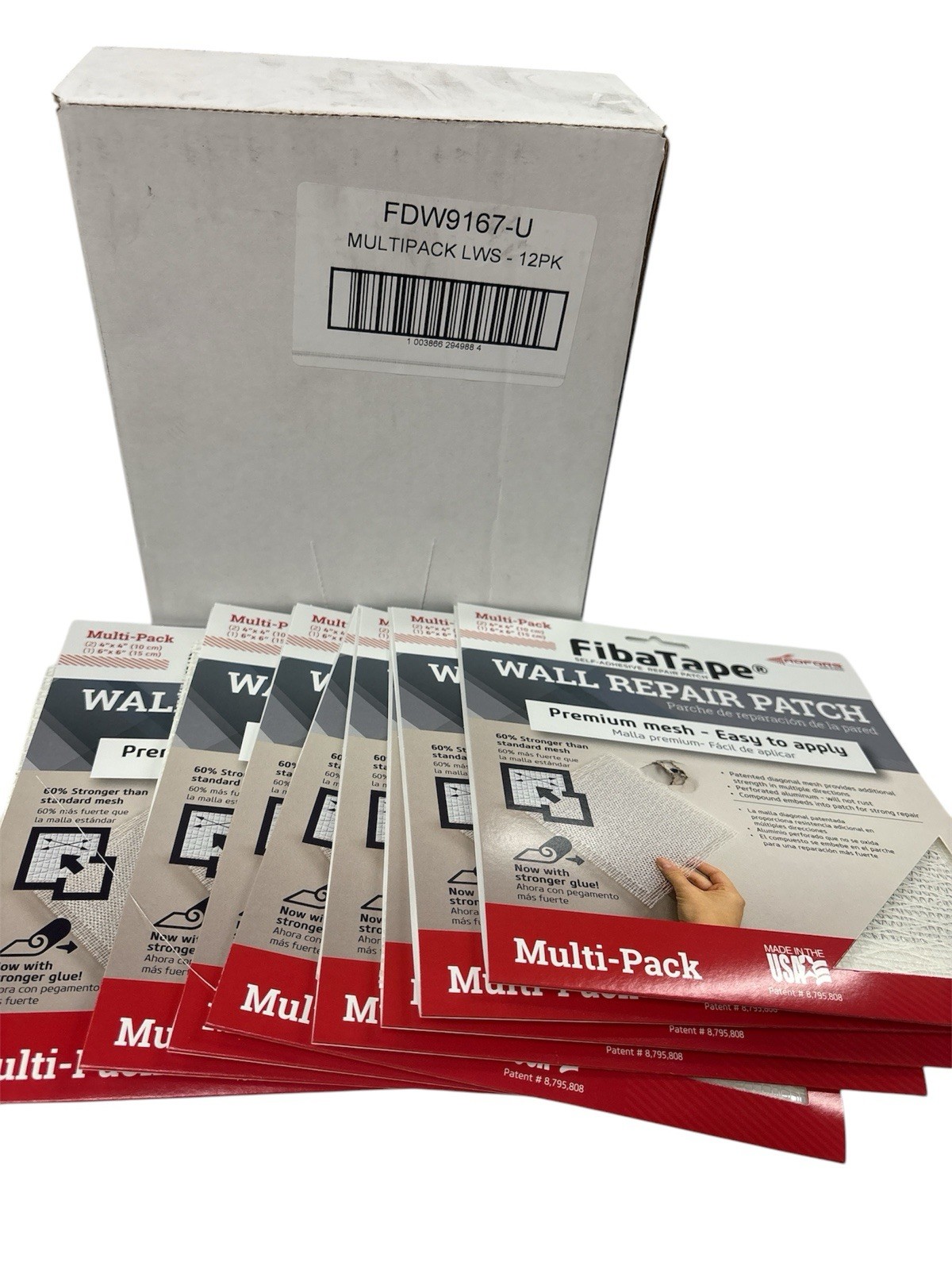 Case of 12 FibaTape Perfect Finish Multi-Pack Self-Adhesive Wall Repair Patches