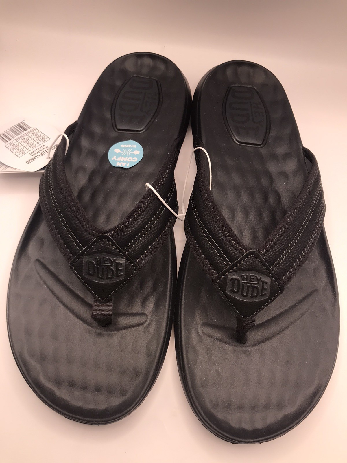 MEN'S BLACK HEY DUDE MYERS FLIP CLASSIC FLIP FLOP BEACH/POOL SANDALS SIZE 13 NWT