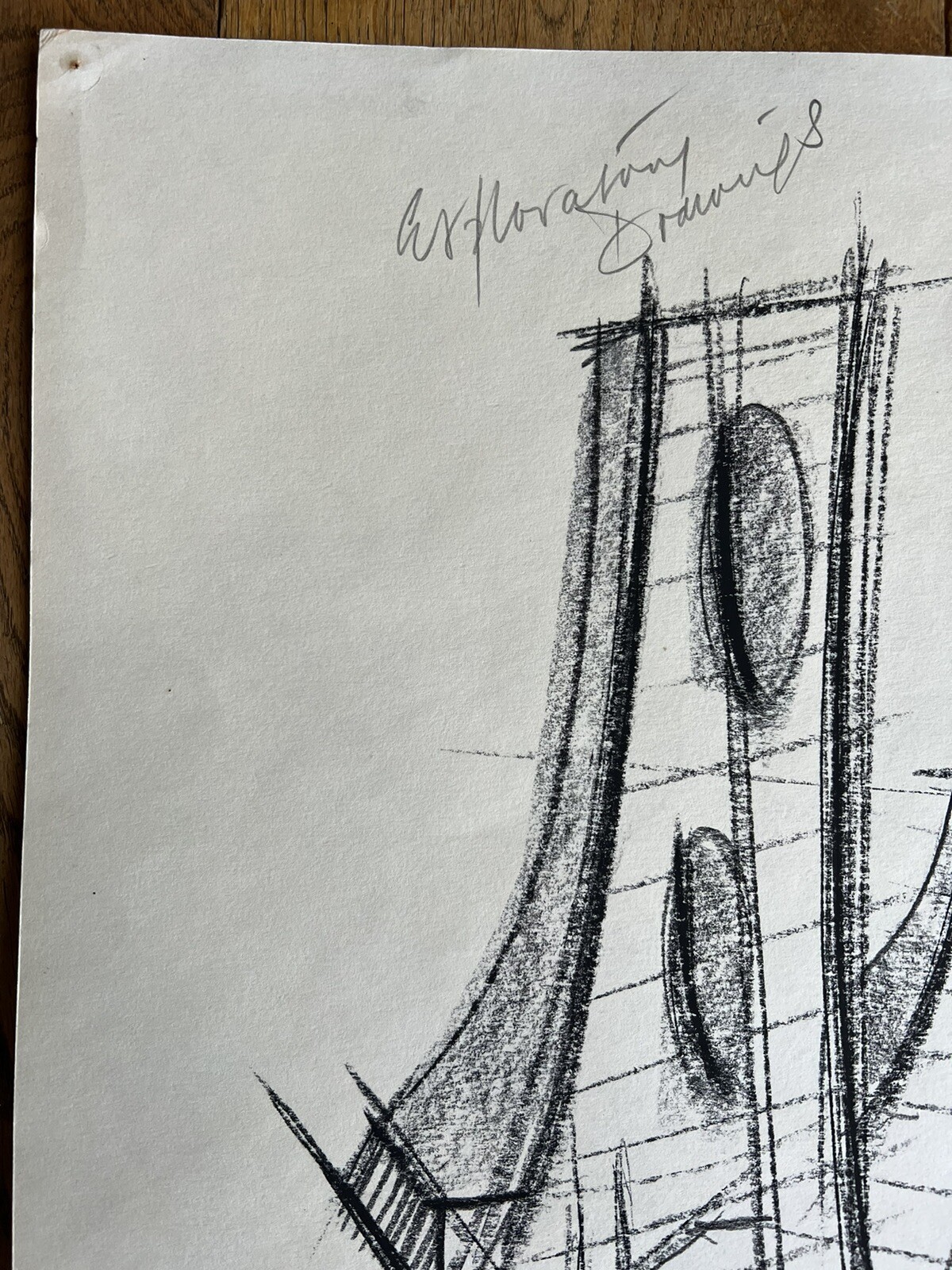 Peter Thursby Original 1969 Charcoal Drawing Study For Sculpture Signed Dated