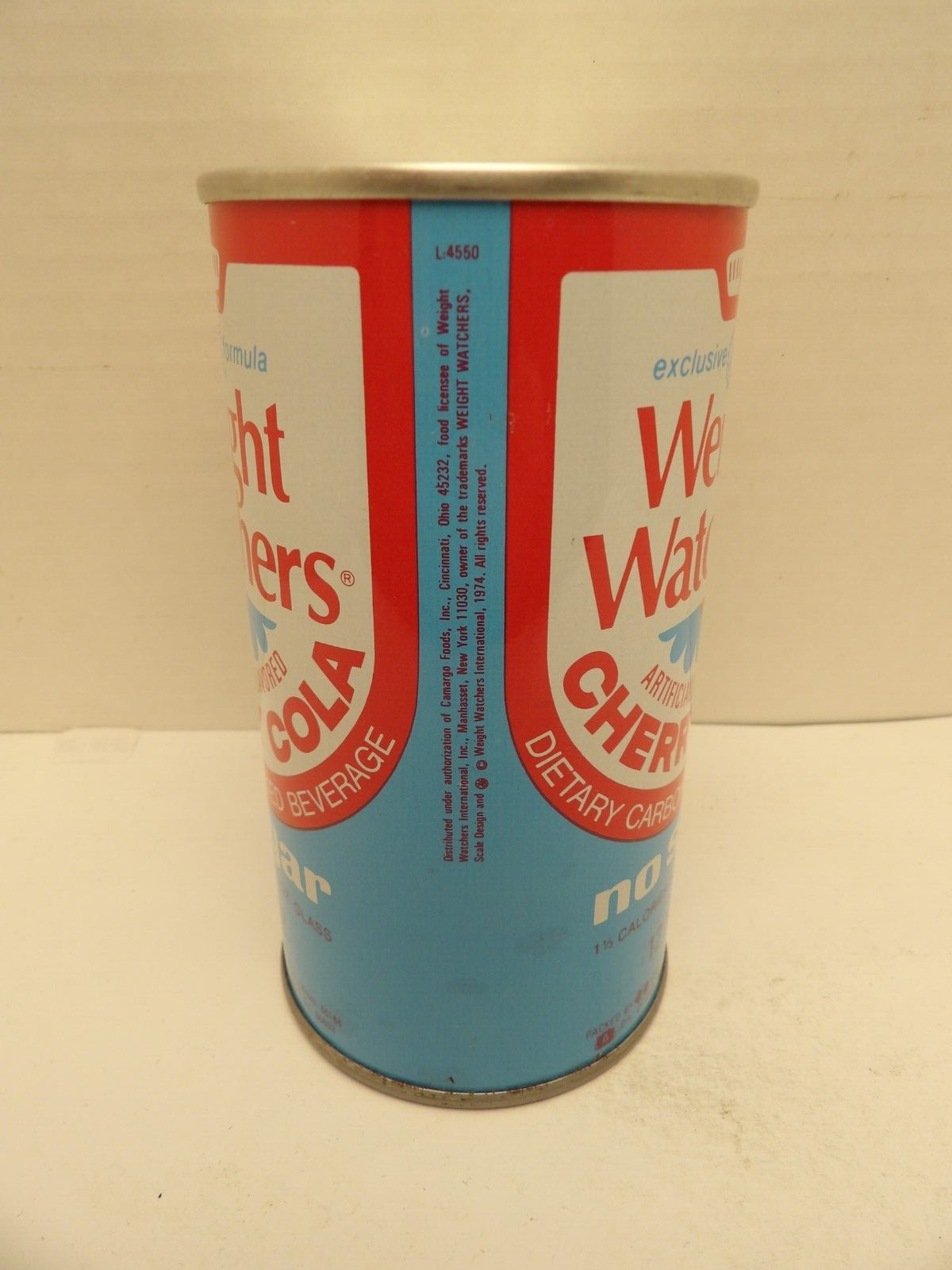 WEIGHT WATCHERS CHERRY COLA STRAIGHT STEEL PULL TAB SODA POP CAN