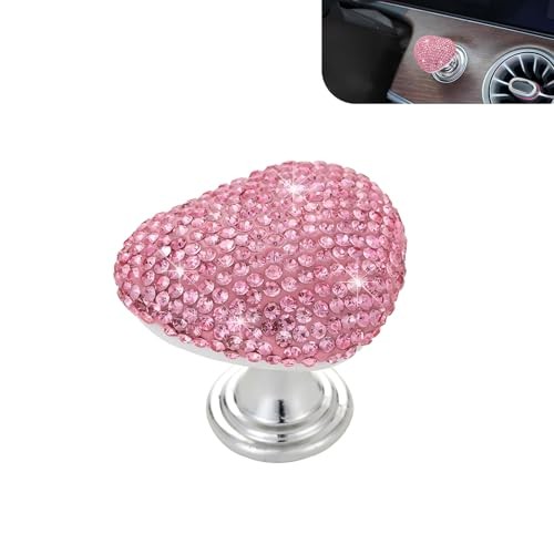 Bling Engine Start Button Switch Cover, Heart Decorative Push-to 1 PC Pink #02