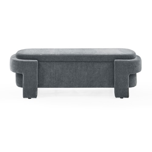AS Chenille Upholstered Bench with Large Storage Space Grey,51.5''x20.5''x17''