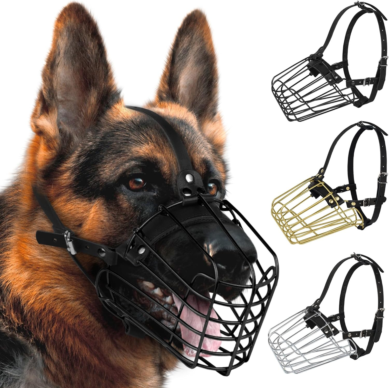 German Shepherd Dog Muzzle Metal Basket for Medium Large Dogs Adjustable Durable