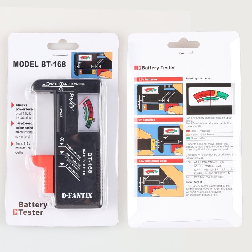 Compact Battery Tester with Analog Display for Household Batteries - BT-168