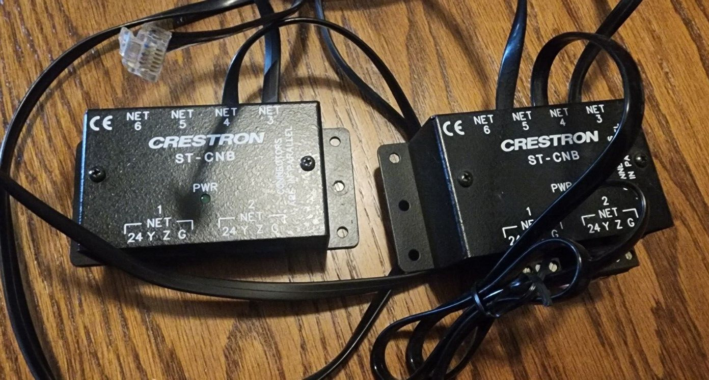 QTY 2 Crestron ST-CNB 4 Wire to RJ11 Cresnet Distribution Block A453  Not Tested