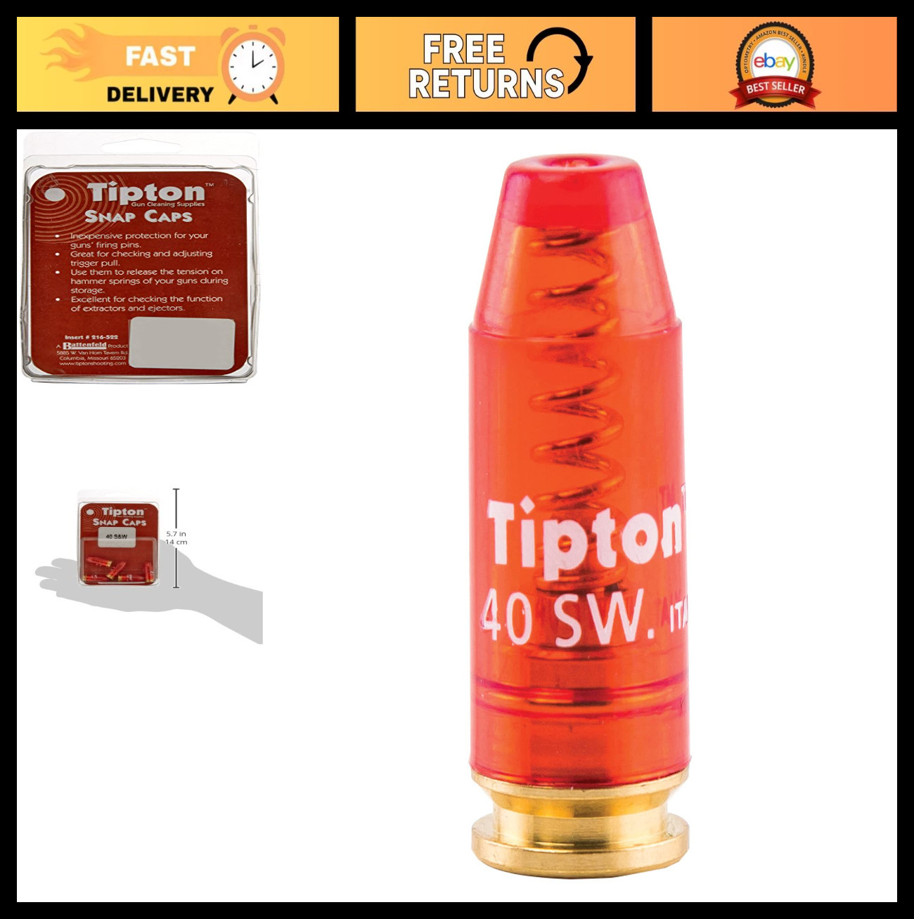 Reusable Pistol Snap Caps for Dry-Firing, Gun Maintenance & Storage - False Prim