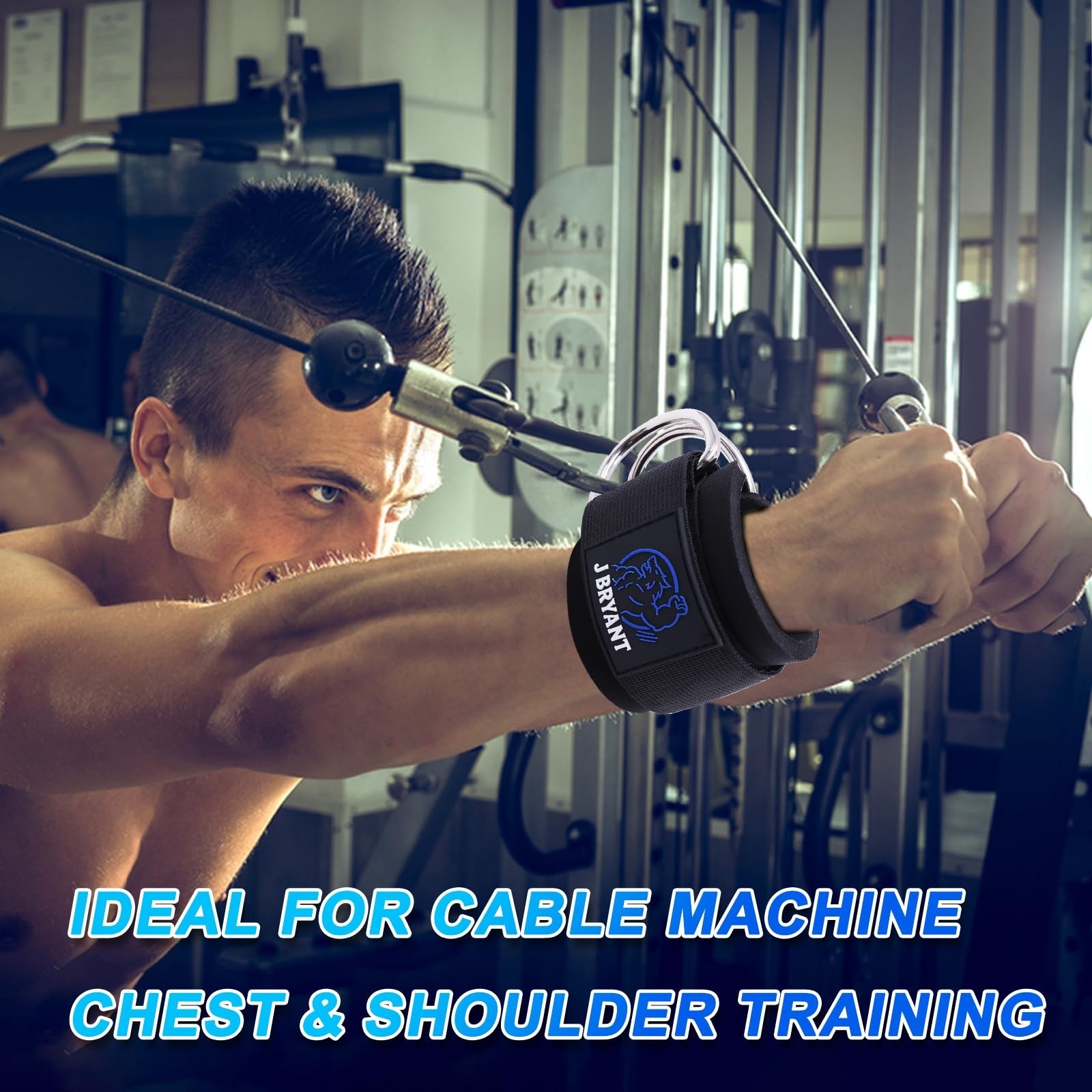 Wrist Cuffs for Cable Machine Workouts – Padded Wrist Straps with Reinforc